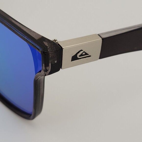 Quiksilver Round Flat Lens Sunglasses Clear Gray Frame Blue Mirror Lens Q26 - Picture 11 of 13